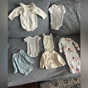 Carter's Cream, Gray, and Blue Bodysuit Bundle